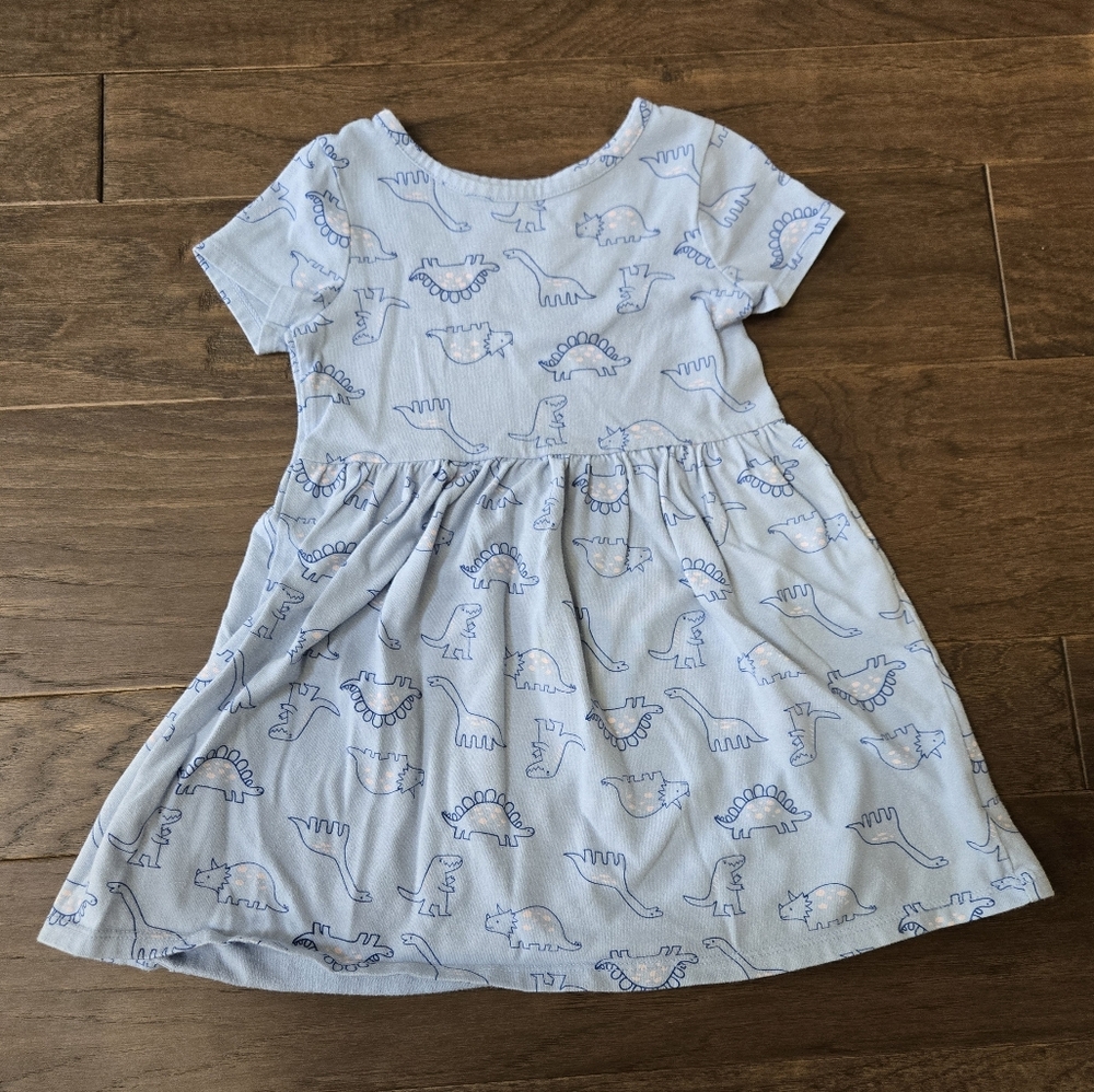 Cat & Jack Light Blue Dinosaur Print Dress